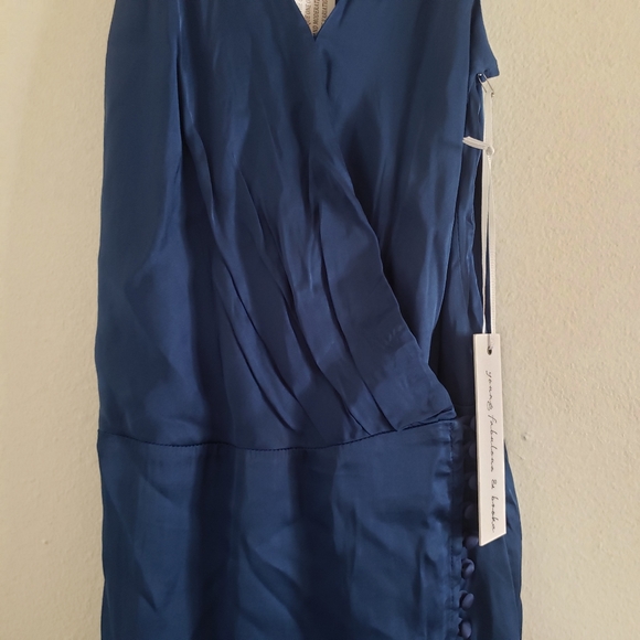 YOUNG FABULOUS & BROKE Dress Jameson Wrap Mini Dress in Jewel Blue Sky NWT - Picture 9 of 16